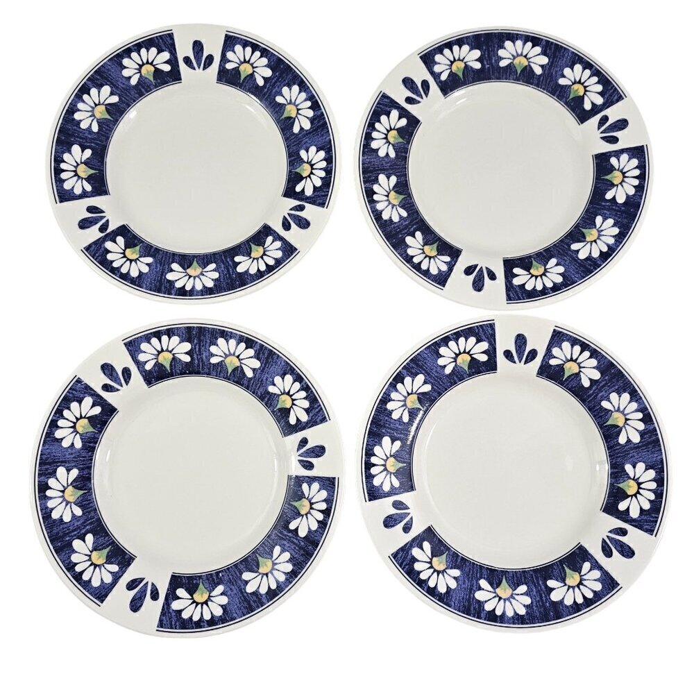 Oneida Spring Daisy Majesticware 6.5” Ceramic Dessert Bread Plates – Set of 4